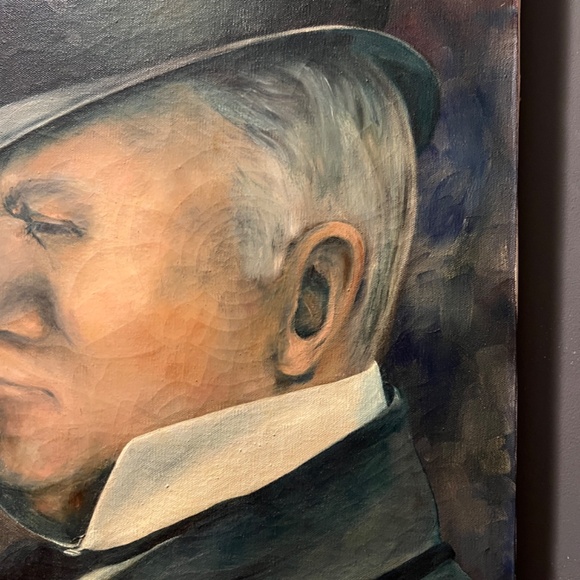 VINTAGE W.C. FIELDS ORIGINAL OIL ON CANVAS PAINTING SIGNED BY ARTIST FLO - Picture 3 of 13